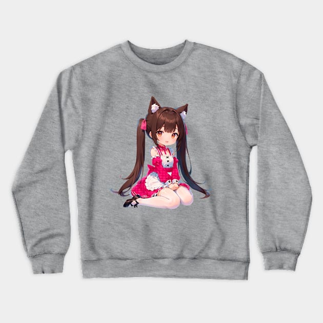 Chibi Neko Catgirl Chocola Nekopara Crewneck Sweatshirt by MikaseSan